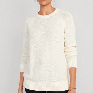 Old Navy Women’s Cream Textured Pullover Tunic Sweater Crew Neck Size S